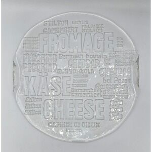 Vintage Embossed Glass Cheese Platter - 12.5" Diameter